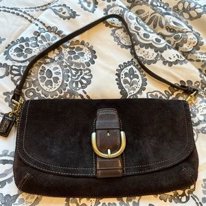 Suede Coach Clutch